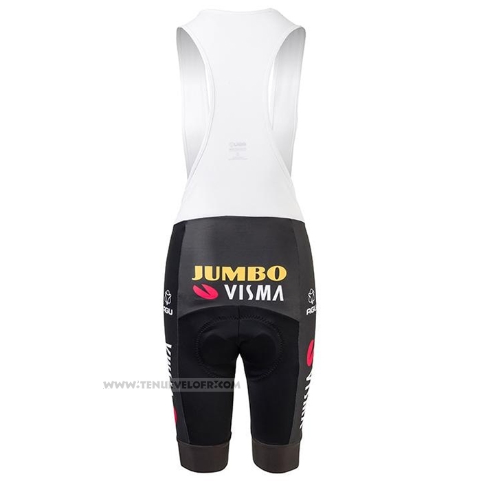 2021 Maillot Cyclisme Femme Jumbo Visma Noir Jaune Manches Courtes et Cuissard